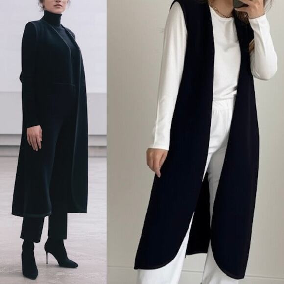 Charvet 100% Cashmere Scotland Made Long Vest 28 Place Vendome Paris Black - Picture 1 of 6